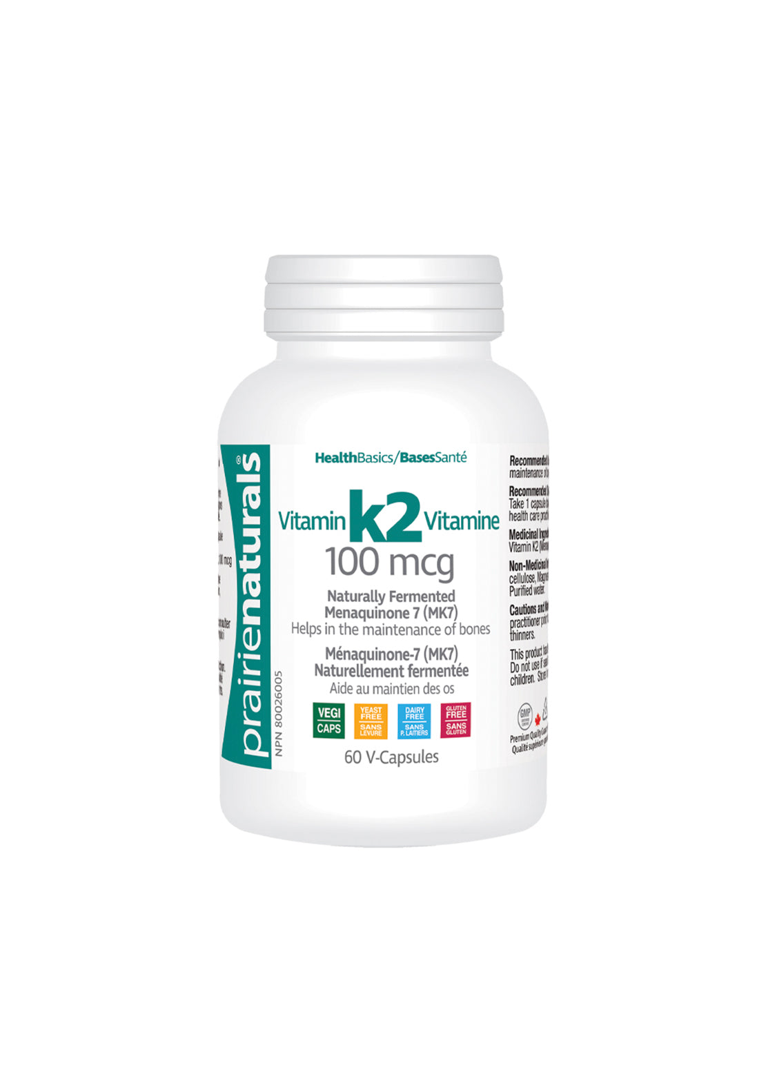 Prairie Naturals - Vitamin K2 - 100 mcg, 120 V-Capsules