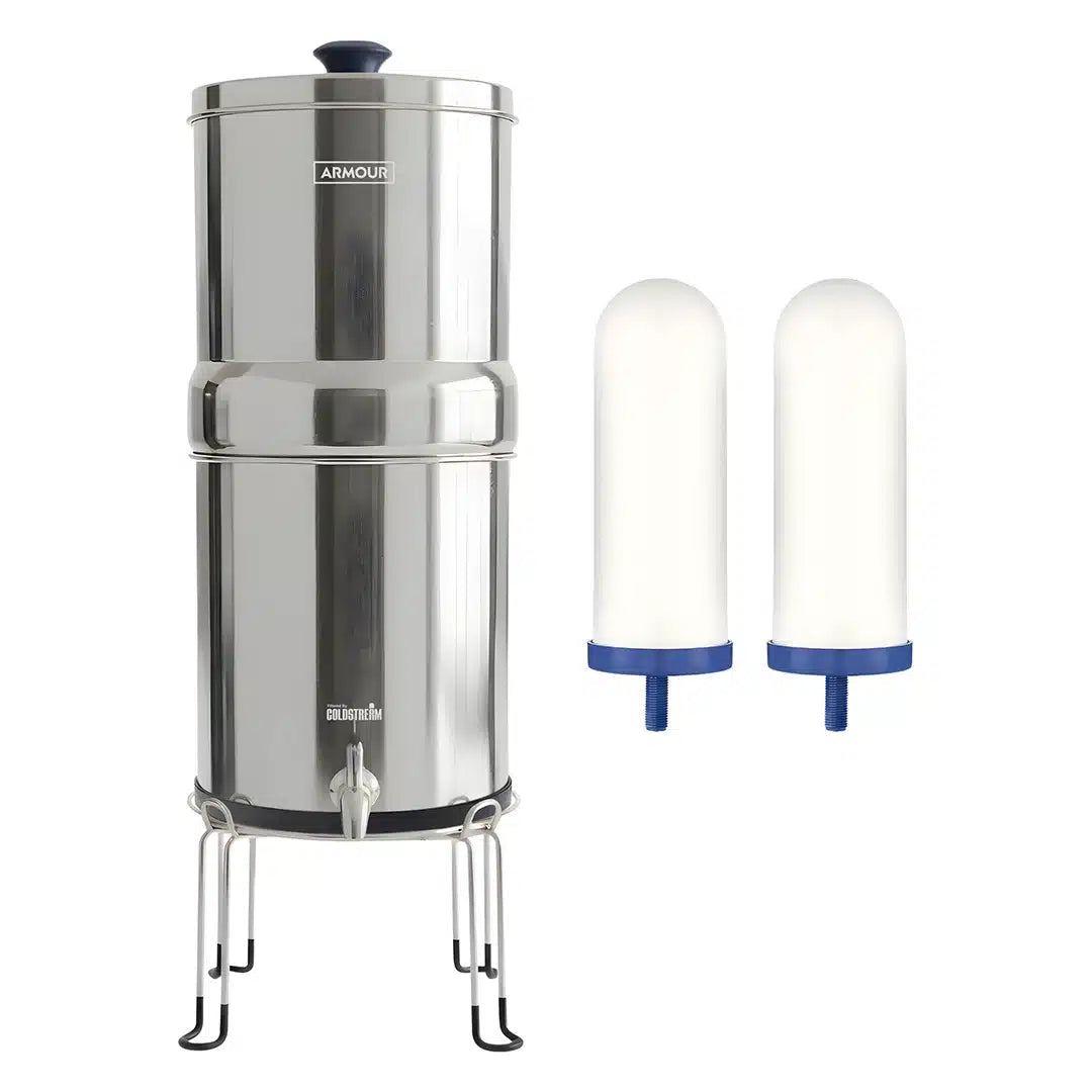 ARMOUR Stainless Steel Gravity Water Filter System - Full Kit with Stand