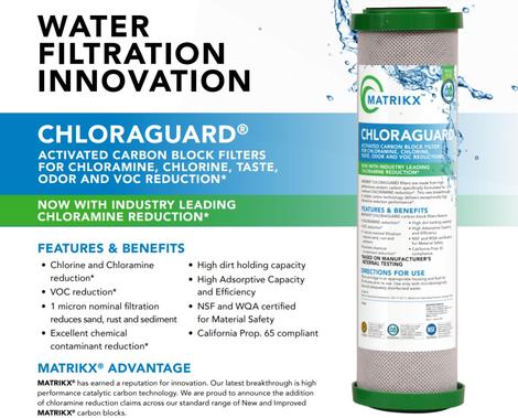 Martrikx - Chloraguard Carbon Block  Replacement Filter 2.5" x 10"